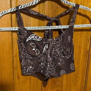 Brown Bandana print corset top